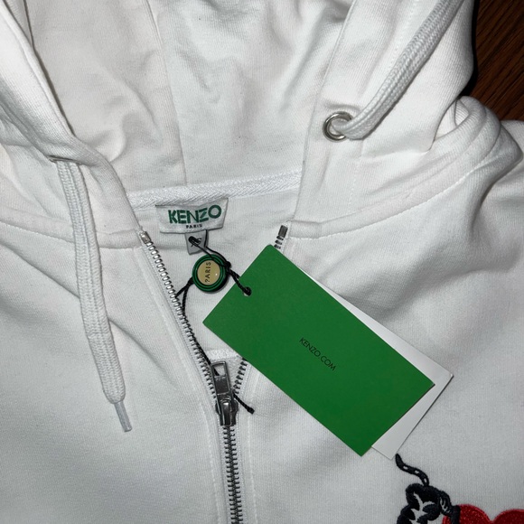 Kenzo White Hoodie with Heart Embroidery - Picture 2 of 3